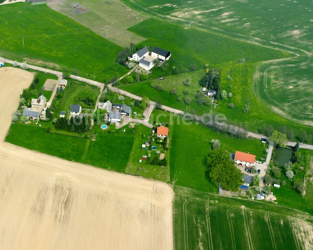 Luftbild Königshain - Dorfkern am Feldrand in Königshain im Bundesland Sachsen, Deutschland