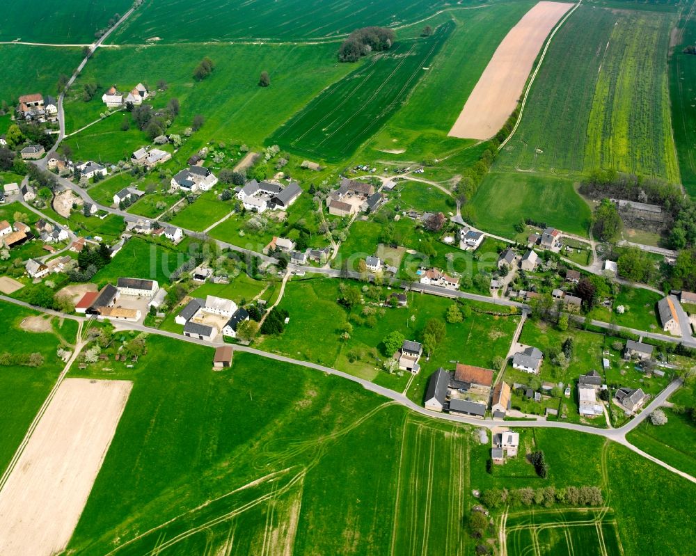 Luftbild Königshain - Dorfkern am Feldrand in Königshain im Bundesland Sachsen, Deutschland