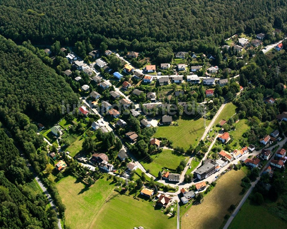 Kortelshütte aus der Vogelperspektive: Dorfkern am Feldrand in Kortelshütte im Bundesland Hessen, Deutschland