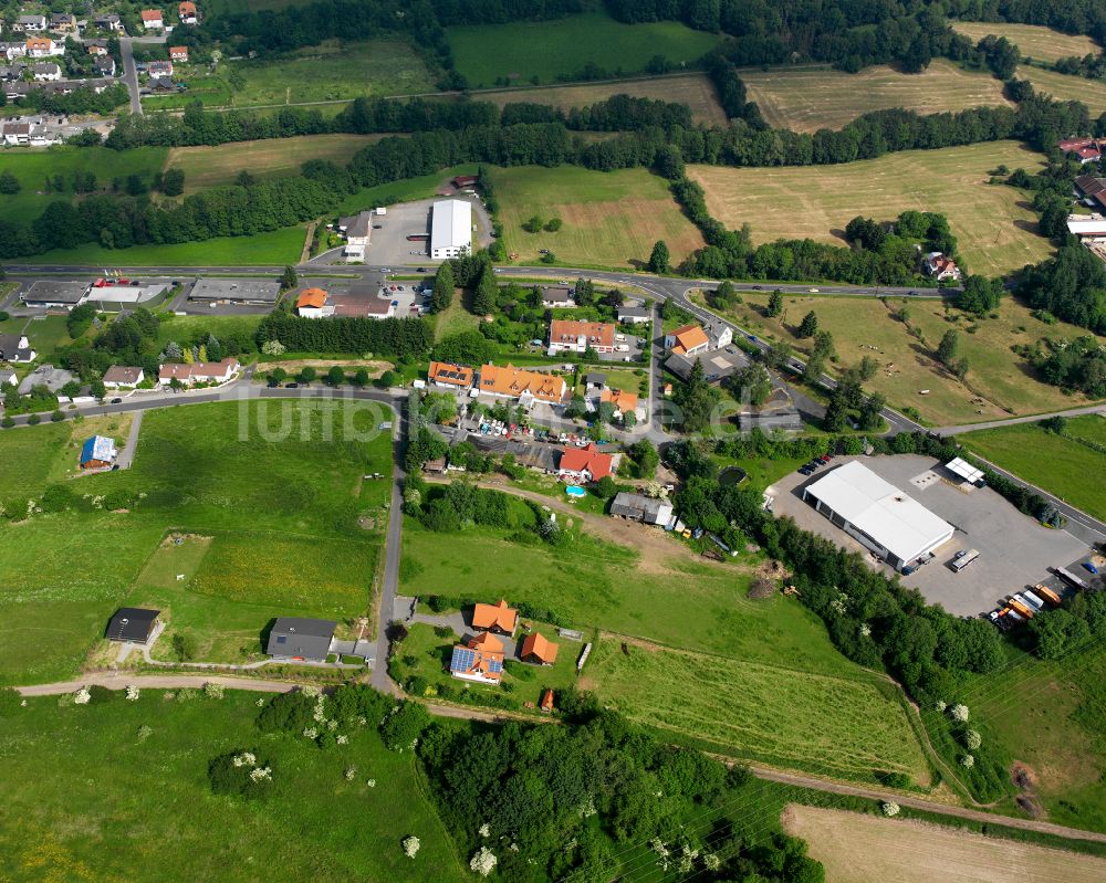 Luftaufnahme Langemühle - Dorfkern am Feldrand in Langemühle im Bundesland Hessen, Deutschland