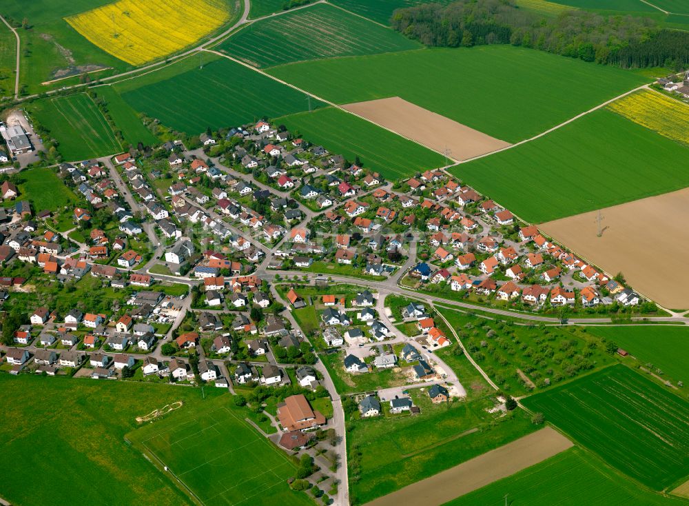 Luftbild Langenau - Dorfkern am Feldrand in Langenau im Bundesland Baden-Württemberg, Deutschland