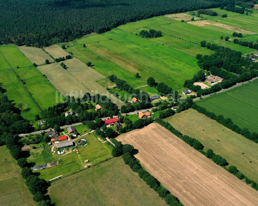 Langenlehsten von oben - Dorfkern am Feldrand in Langenlehsten im Bundesland Schleswig-Holstein, Deutschland