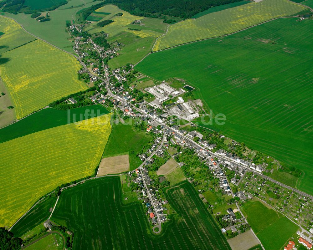 Langenwolschendorf von oben - Dorfkern am Feldrand in Langenwolschendorf im Bundesland Thüringen, Deutschland