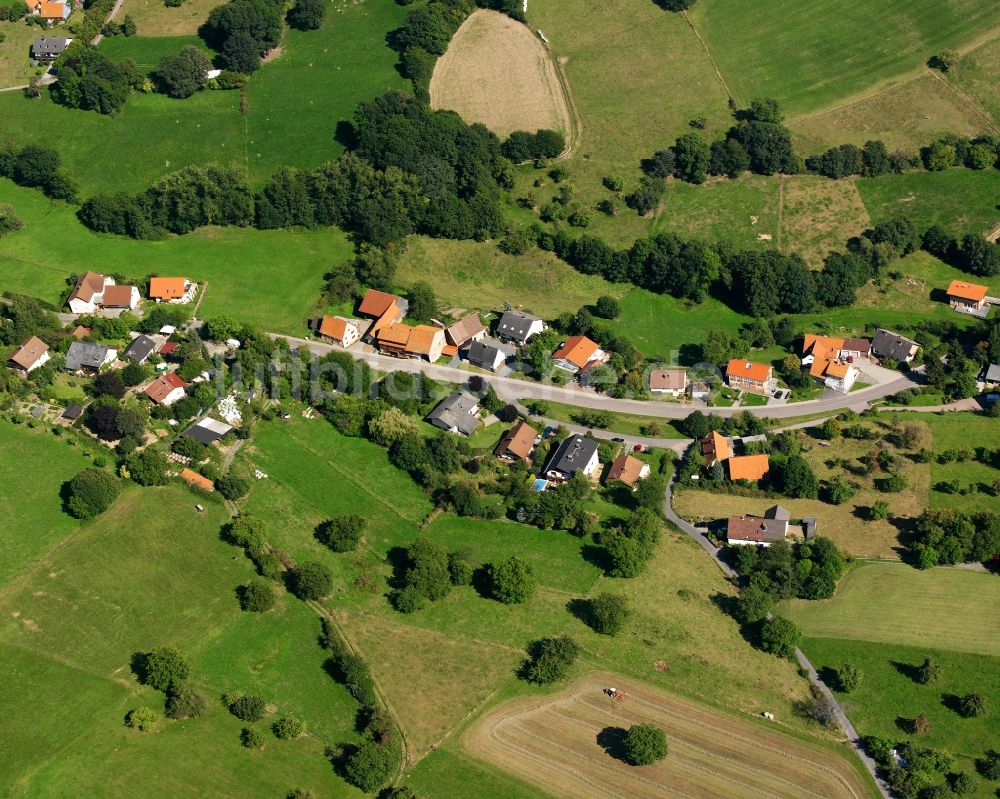 Luftaufnahme Laudenau - Dorfkern am Feldrand in Laudenau im Bundesland Hessen, Deutschland