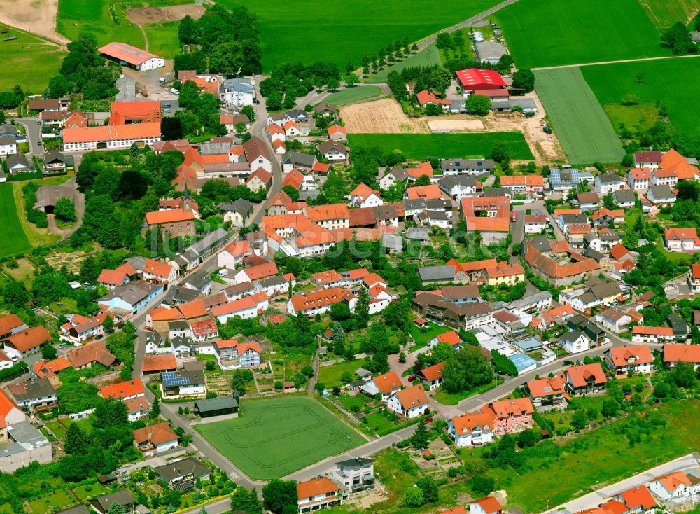 Luftaufnahme Lautersheim - Dorfkern am Feldrand in Lautersheim im Bundesland Rheinland-Pfalz, Deutschland