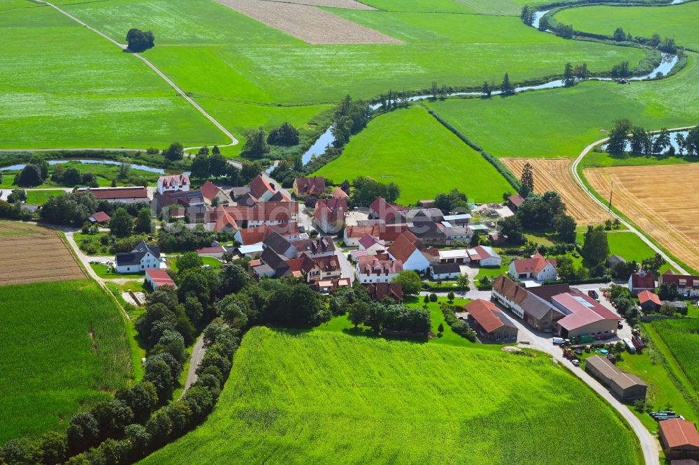 Luftbild Lehmingen - Dorfkern am Feldrand in Lehmingen im Bundesland Bayern, Deutschland