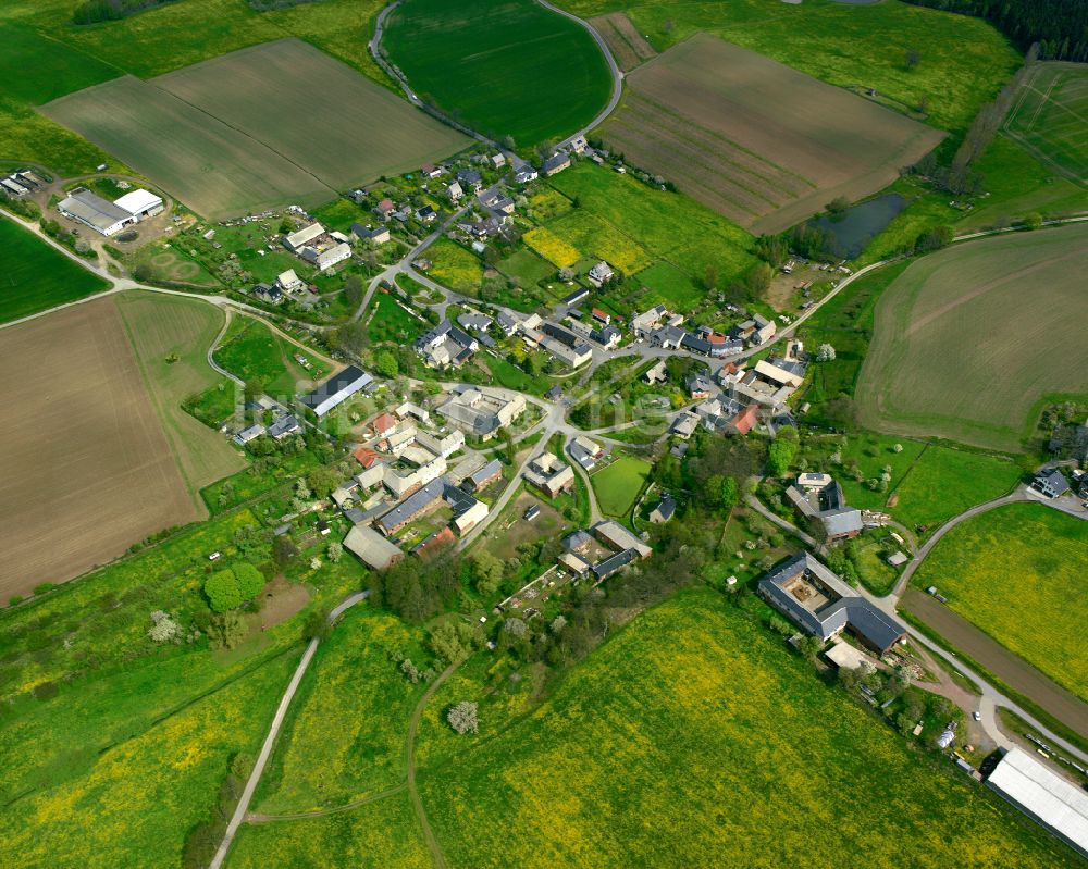 Leitlitz aus der Vogelperspektive: Dorfkern am Feldrand in Leitlitz im Bundesland Thüringen, Deutschland