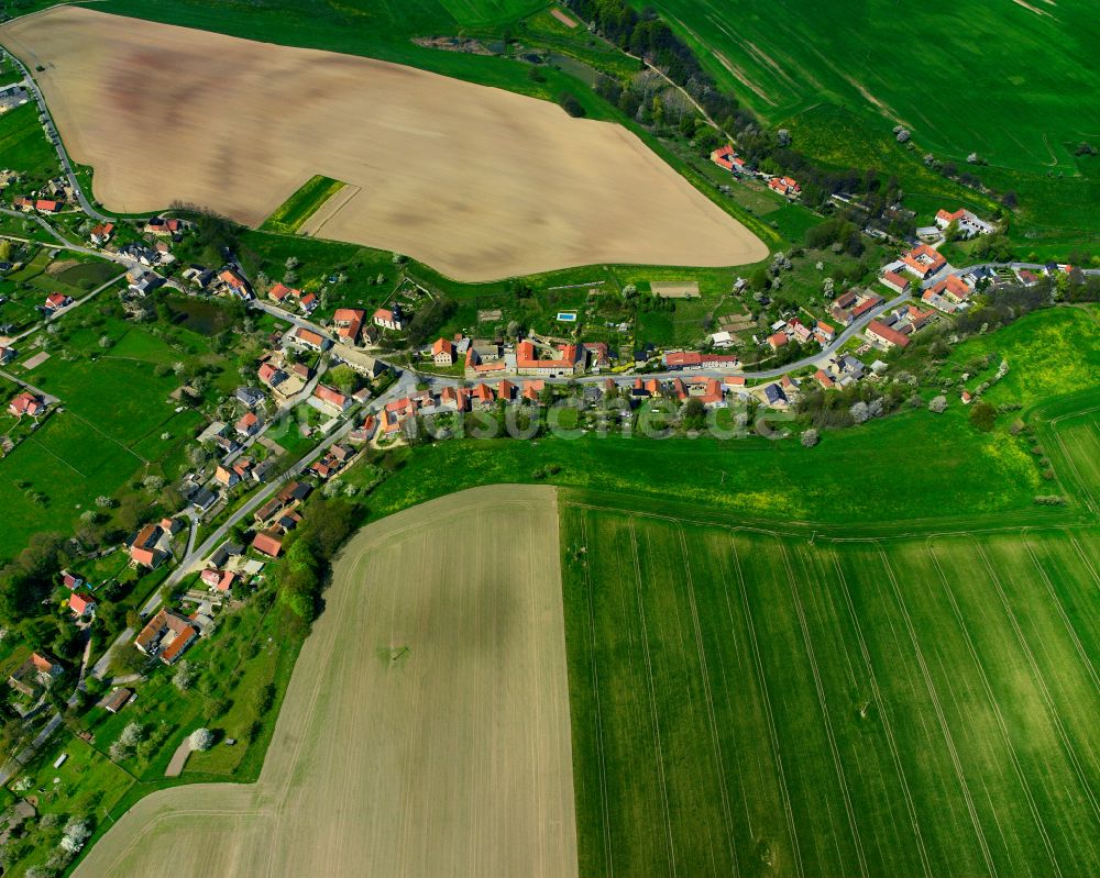 Luftaufnahme Lindenkreuz - Dorfkern am Feldrand in Lindenkreuz im Bundesland Thüringen, Deutschland