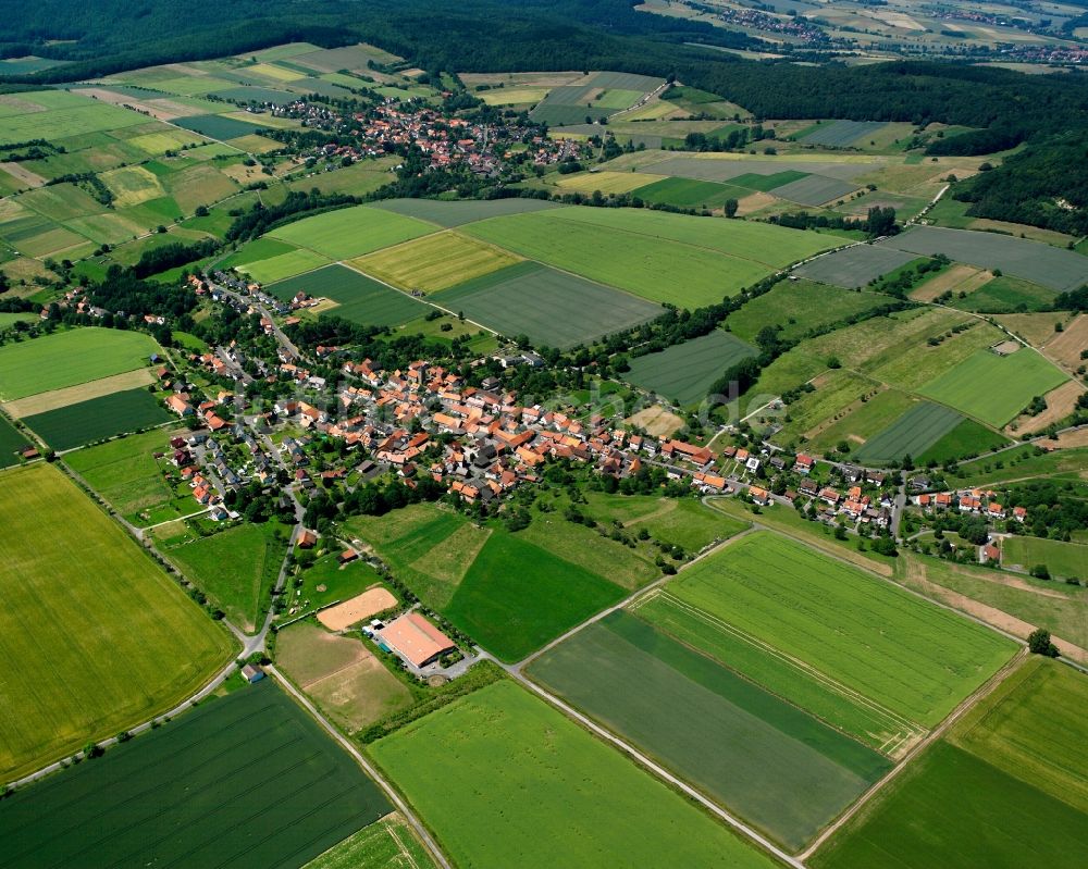 Lippoldshausen aus der Vogelperspektive: Dorfkern am Feldrand in Lippoldshausen im Bundesland Niedersachsen, Deutschland