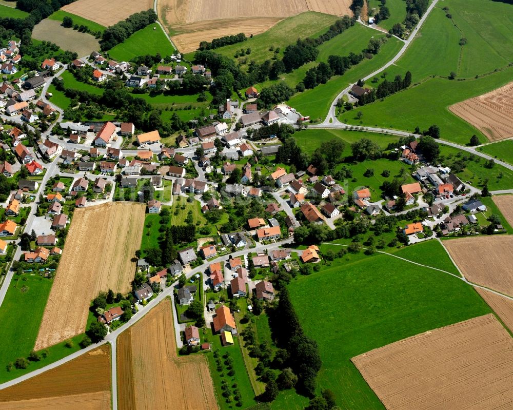 Luftaufnahme Ölkofen - Dorfkern am Feldrand in Ölkofen im Bundesland Baden-Württemberg, Deutschland