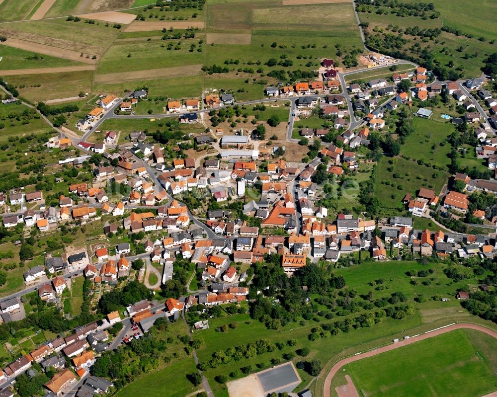 Luftbild Lützel-Wiebelsbach - Dorfkern am Feldrand in Lützel-Wiebelsbach im Bundesland Hessen, Deutschland