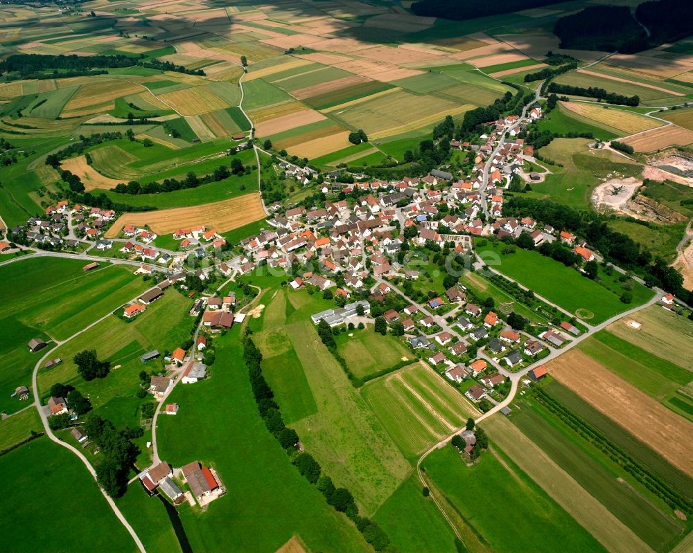 Luftbild Marbach - Dorfkern am Feldrand in Marbach im Bundesland Baden-Württemberg, Deutschland