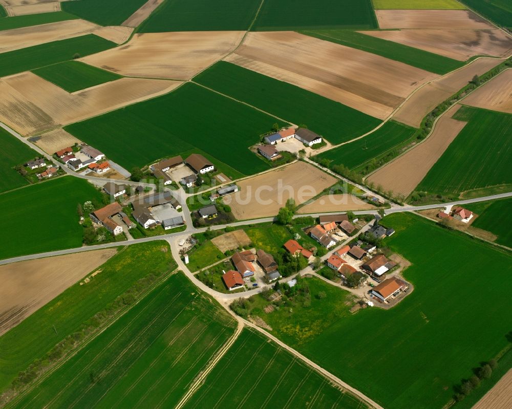 Meindling von oben - Dorfkern am Feldrand in Meindling im Bundesland Bayern, Deutschland