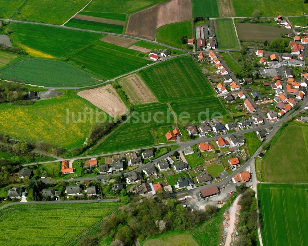 Luftbild Mengshausen - Dorfkern am Feldrand in Mengshausen im Bundesland Hessen, Deutschland