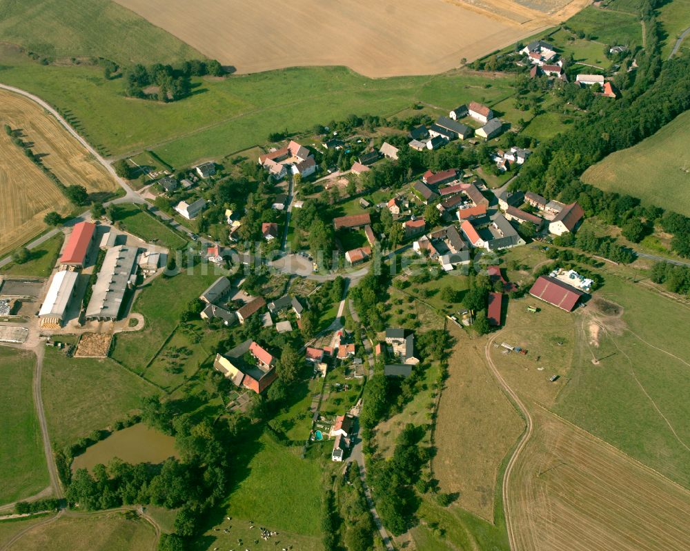 Mennsdorf von oben - Dorfkern am Feldrand in Mennsdorf im Bundesland Thüringen, Deutschland