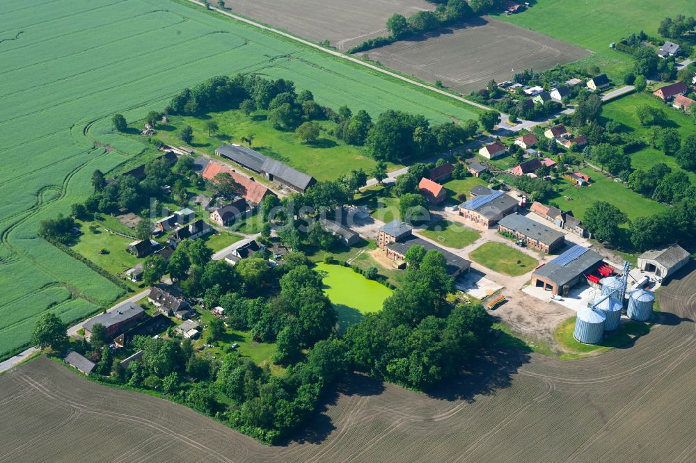 Meseberg aus der Vogelperspektive: Dorfkern am Feldrand in Meseberg im Bundesland Brandenburg, Deutschland