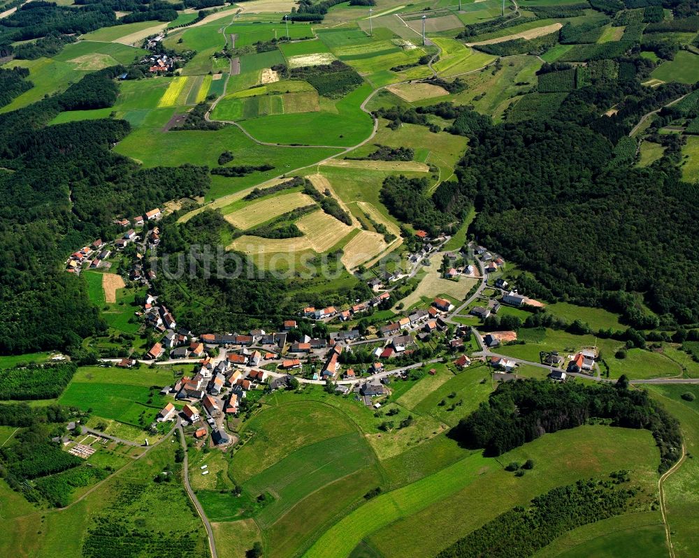 Mettweiler aus der Vogelperspektive: Dorfkern am Feldrand in Mettweiler im Bundesland Rheinland-Pfalz, Deutschland