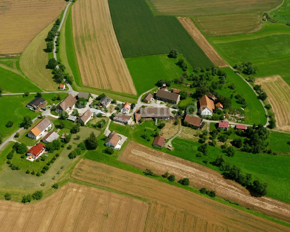 Mühlhausen von oben - Dorfkern am Feldrand in Mühlhausen im Bundesland Baden-Württemberg, Deutschland