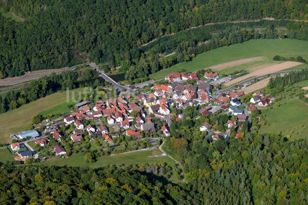 Luftaufnahme Michelau a.d.Saale - Dorfkern am Feldrand in Michelau a.d.Saale im Bundesland Bayern, Deutschland