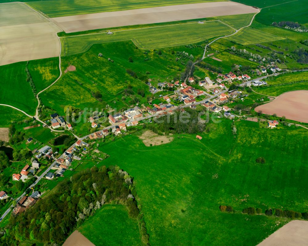 Münchenbernsdorf von oben - Dorfkern am Feldrand in Münchenbernsdorf im Bundesland Thüringen, Deutschland