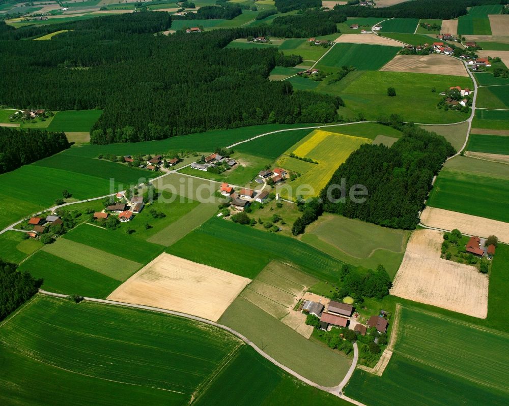 Moserholz von oben - Dorfkern am Feldrand in Moserholz im Bundesland Bayern, Deutschland