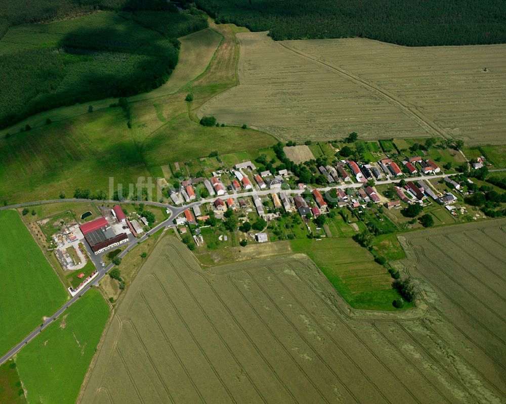 Naundorf aus der Vogelperspektive: Dorfkern am Feldrand in Naundorf im Bundesland Sachsen, Deutschland