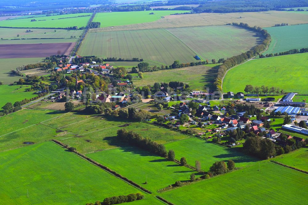 Neu Brenz von oben - Dorfkern am Feldrand in Neu Brenz im Bundesland Mecklenburg-Vorpommern, Deutschland