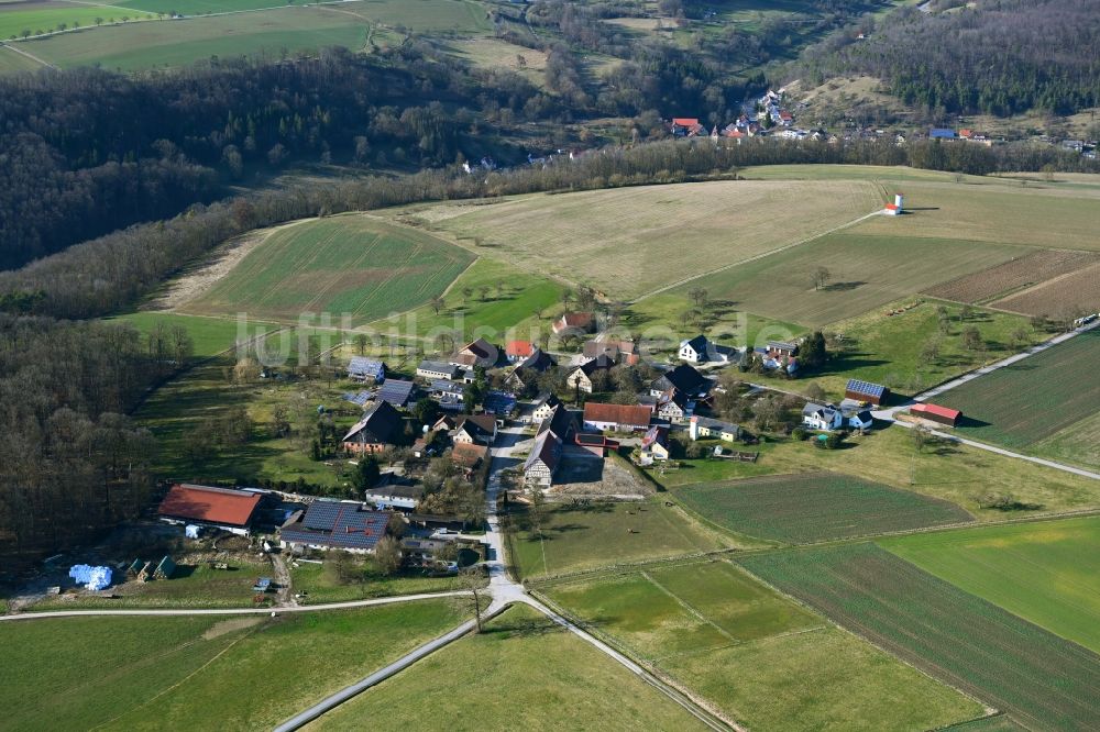 Luftbild Niedernhall - Dorfkern am Feldrand in Niedernhall im Bundesland Baden-Württemberg, Deutschland