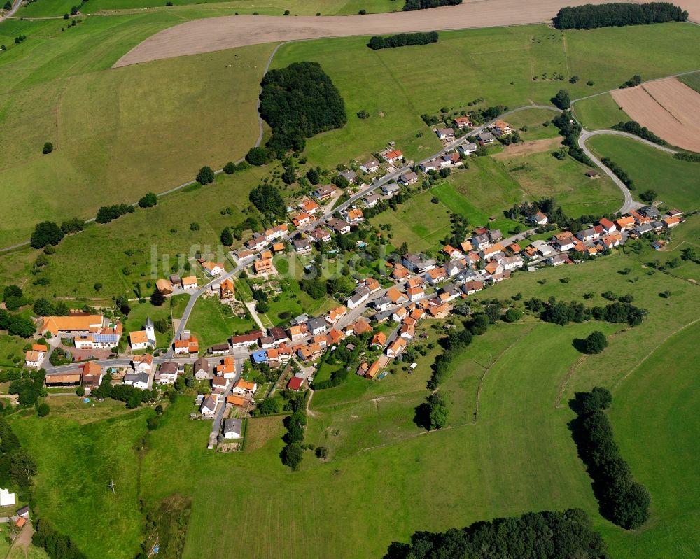 Luftbild Ober-Mossau - Dorfkern am Feldrand in Ober-Mossau im Bundesland Hessen, Deutschland