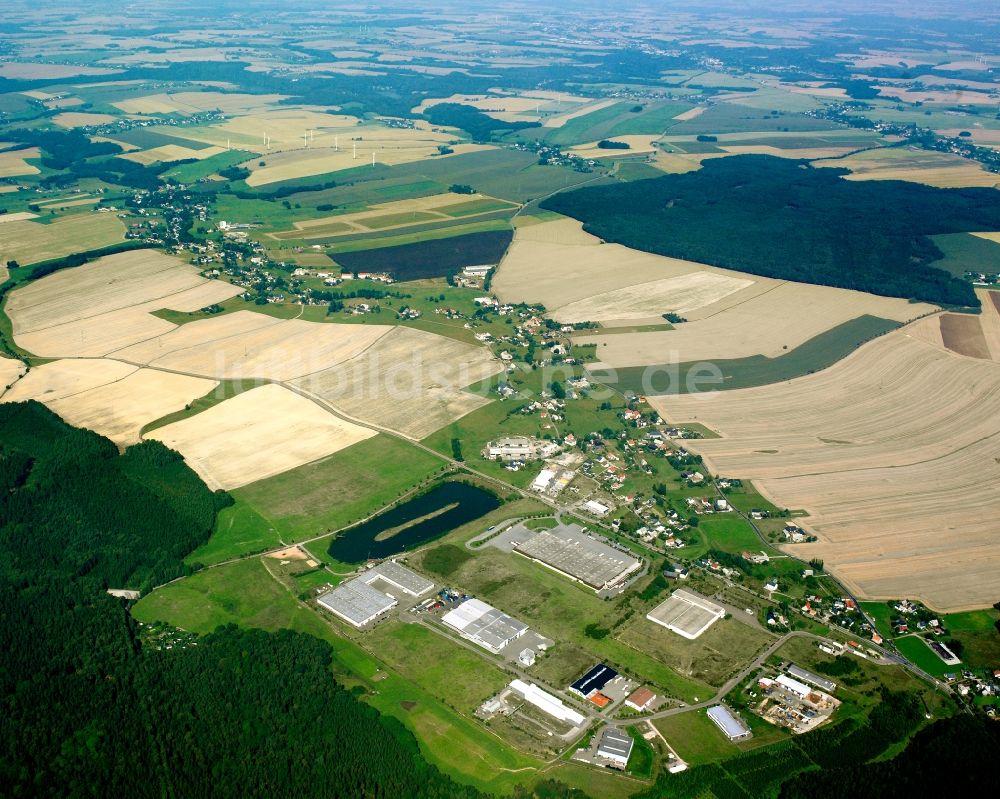 Oberrossau von oben - Dorfkern am Feldrand in Oberrossau im Bundesland Sachsen, Deutschland