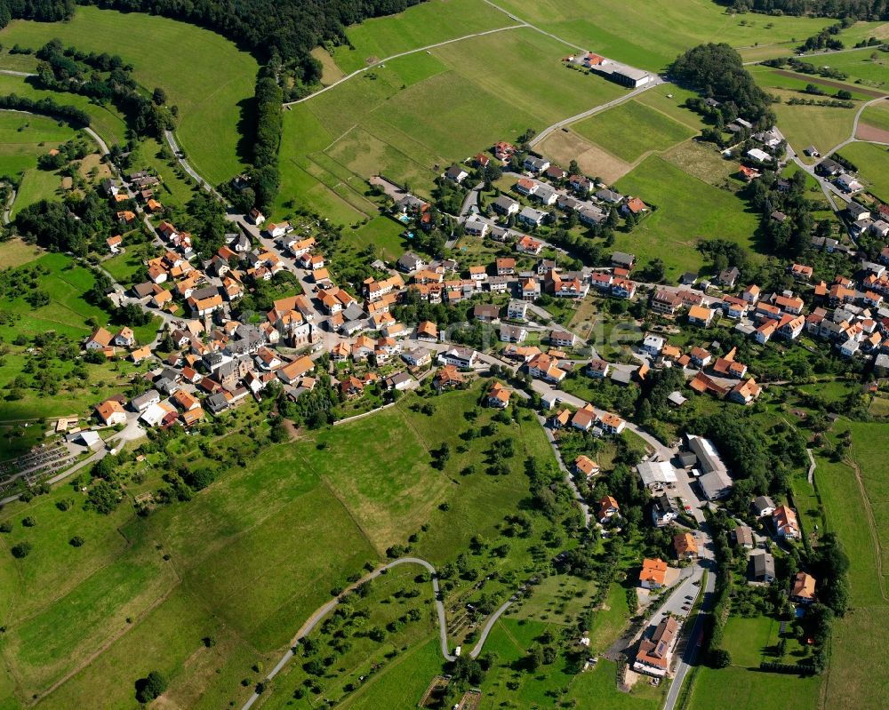 Luftaufnahme Oberzent - Dorfkern am Feldrand in Oberzent im Bundesland Hessen, Deutschland