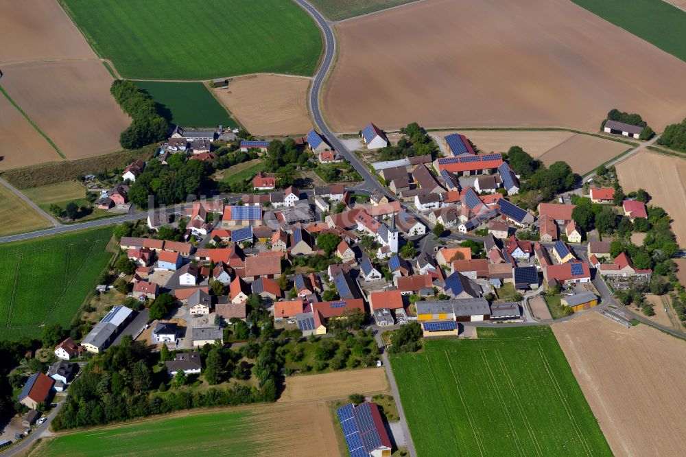 Luftbild Oellingen - Dorfkern am Feldrand in Oellingen im Bundesland Bayern, Deutschland