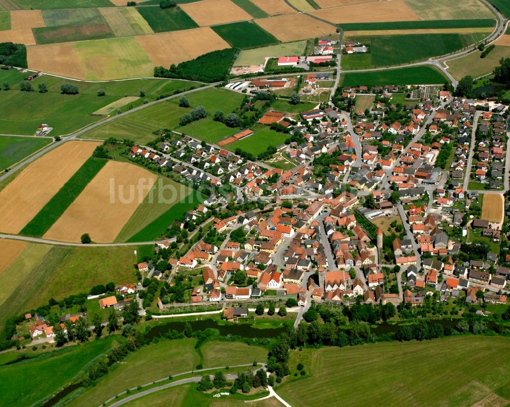 Ornbau von oben - Dorfkern am Feldrand in Ornbau im Bundesland Bayern, Deutschland