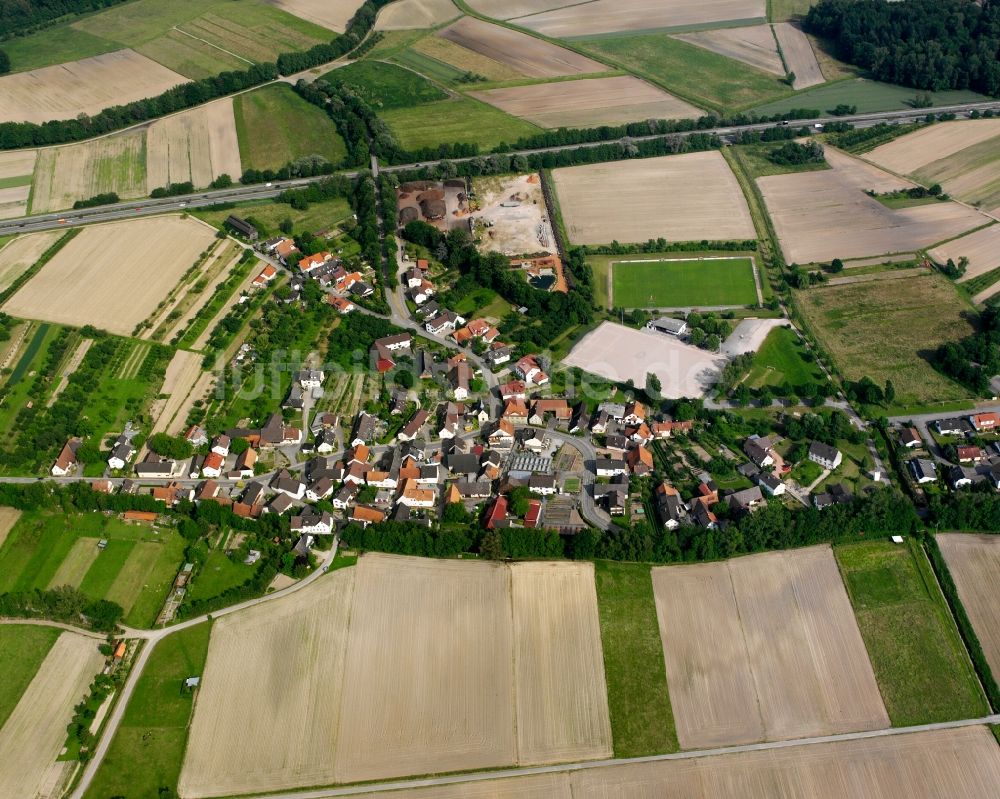 Ottersweier von oben - Dorfkern am Feldrand in Ottersweier im Bundesland Baden-Württemberg, Deutschland