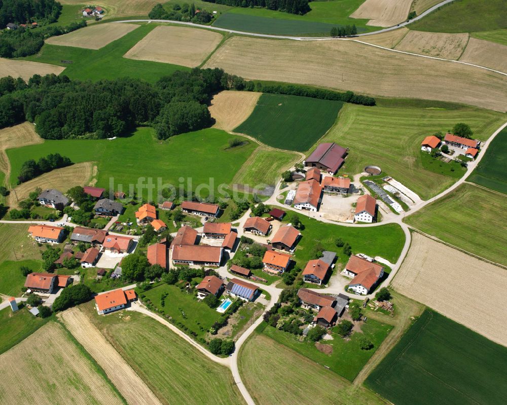 Petzlberg aus der Vogelperspektive: Dorfkern am Feldrand in Petzlberg im Bundesland Bayern, Deutschland