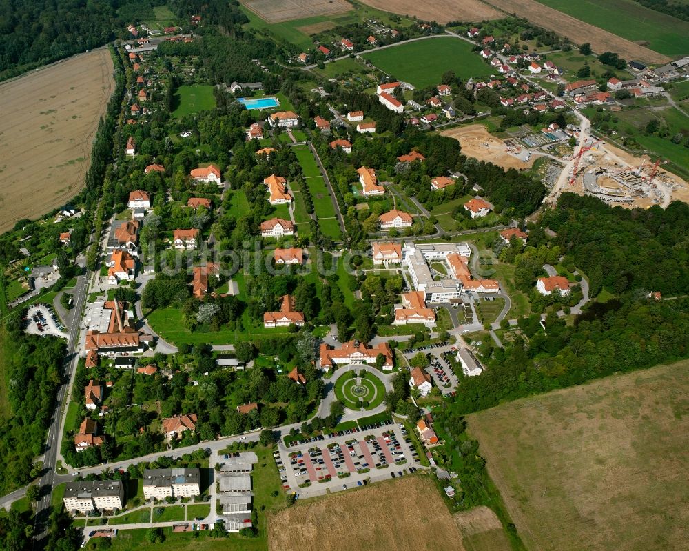 Pfafferode von oben - Dorfkern am Feldrand in Pfafferode im Bundesland Thüringen, Deutschland