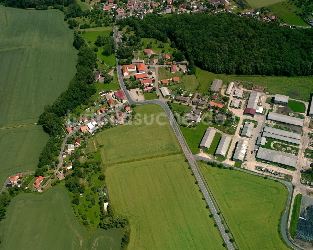 Plotitz von oben - Dorfkern am Feldrand in Plotitz im Bundesland Sachsen, Deutschland