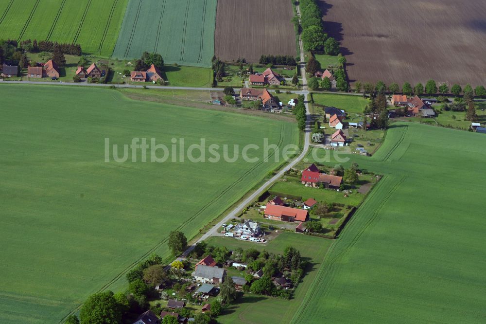 Pogreß von oben - Dorfkern am Feldrand in Pogreß im Bundesland Mecklenburg-Vorpommern, Deutschland