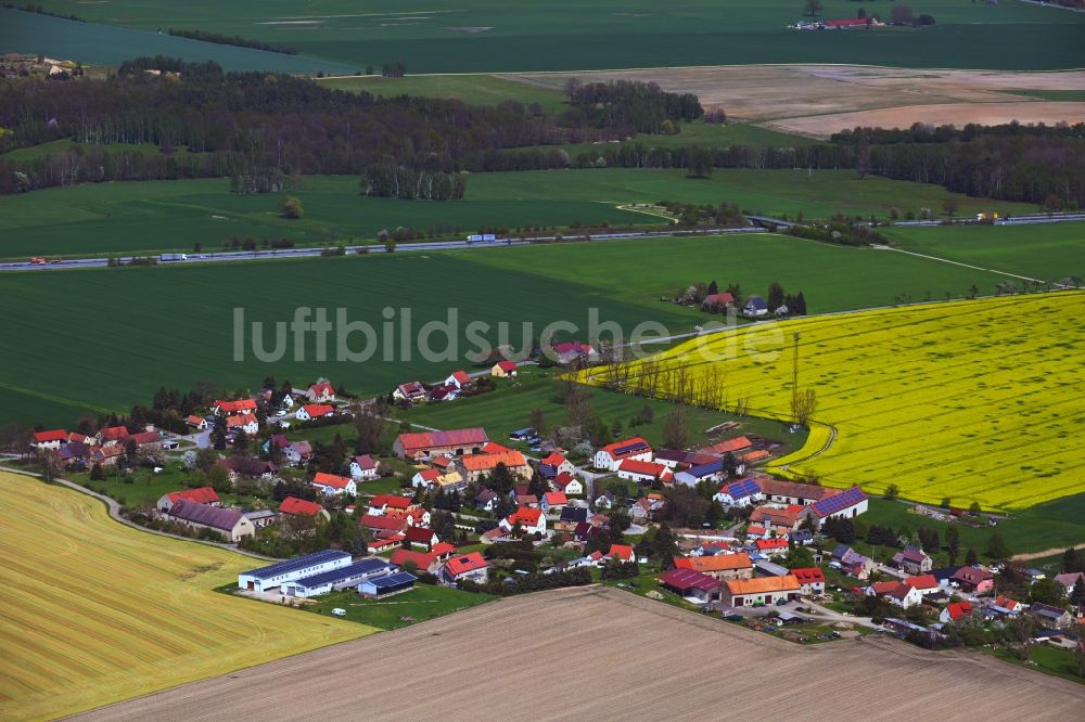 Luftaufnahme Prachenau - Dorfkern am Feldrand in Prachenau im Bundesland Sachsen, Deutschland