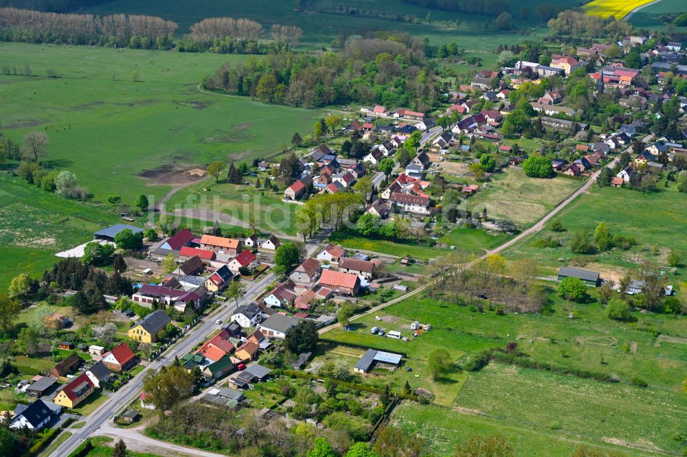 Protzen aus der Vogelperspektive: Dorfkern am Feldrand in Protzen im Bundesland Brandenburg, Deutschland