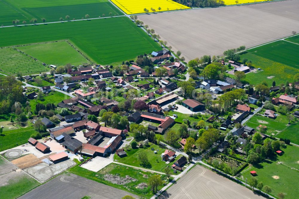 Rade aus der Vogelperspektive: Dorfkern am Feldrand in Rade im Bundesland Niedersachsen, Deutschland