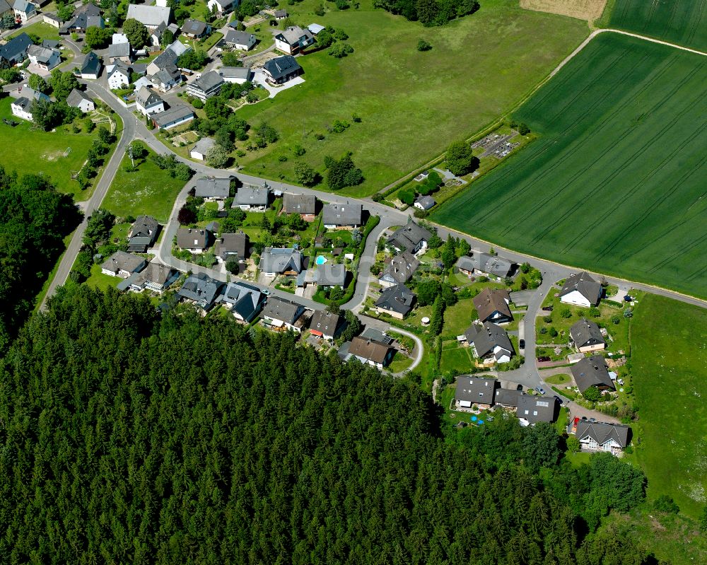 Rödern aus der Vogelperspektive: Dorfkern am Feldrand in Rödern im Bundesland Rheinland-Pfalz, Deutschland