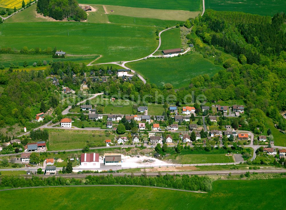 Luftaufnahme Rechtenstein - Dorfkern am Feldrand in Rechtenstein im Bundesland Baden-Württemberg, Deutschland