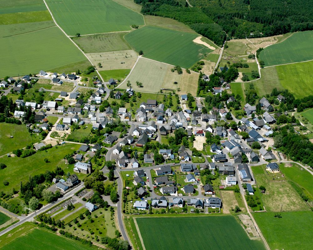 Reckershausen von oben - Dorfkern am Feldrand in Reckershausen im Bundesland Rheinland-Pfalz, Deutschland