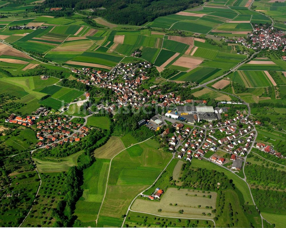 Luftbild Rietenau - Dorfkern am Feldrand in Rietenau im Bundesland Baden-Württemberg, Deutschland