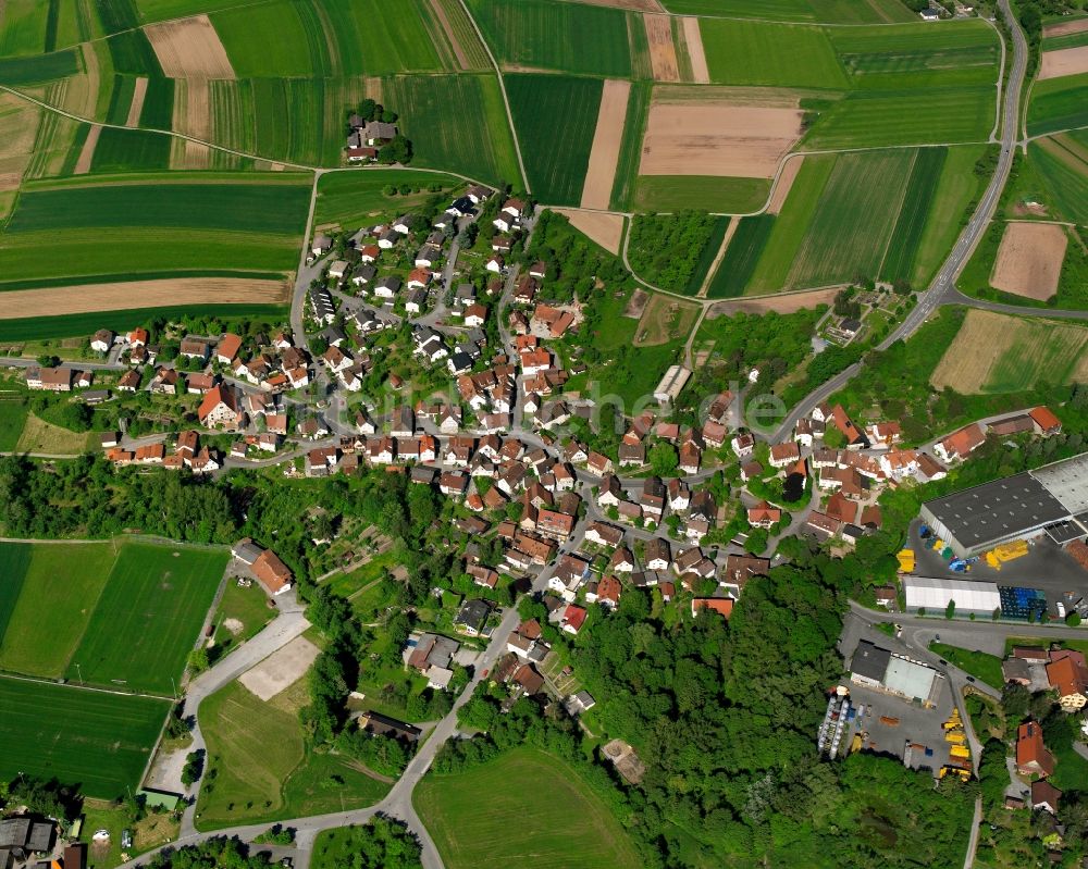 Luftaufnahme Rietenau - Dorfkern am Feldrand in Rietenau im Bundesland Baden-Württemberg, Deutschland