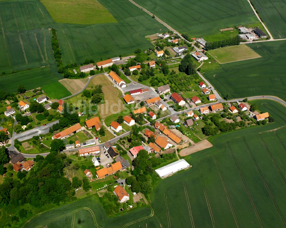 Rimbach von oben - Dorfkern am Feldrand in Rimbach im Bundesland Thüringen, Deutschland