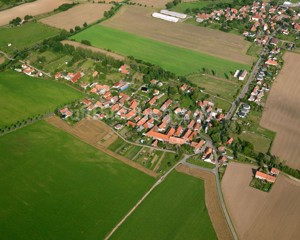 Rimbeck von oben - Dorfkern am Feldrand in Rimbeck im Bundesland Sachsen-Anhalt, Deutschland