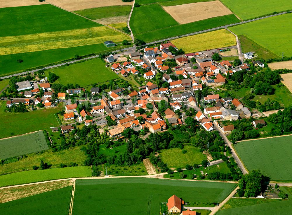 Rittersheim von oben - Dorfkern am Feldrand in Rittersheim im Bundesland Rheinland-Pfalz, Deutschland