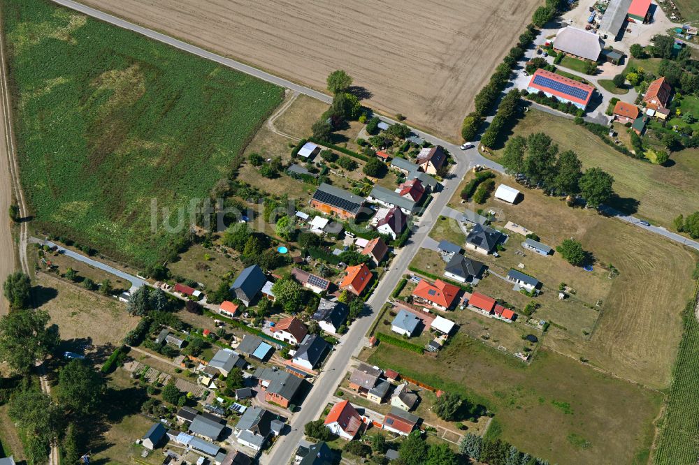 Robertsdorf aus der Vogelperspektive: Dorfkern am Feldrand in Robertsdorf im Bundesland Mecklenburg-Vorpommern, Deutschland